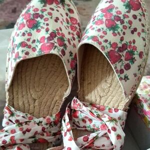 LoveShackFancy Manebi Espadrilles In Berry Cherry Sz 40